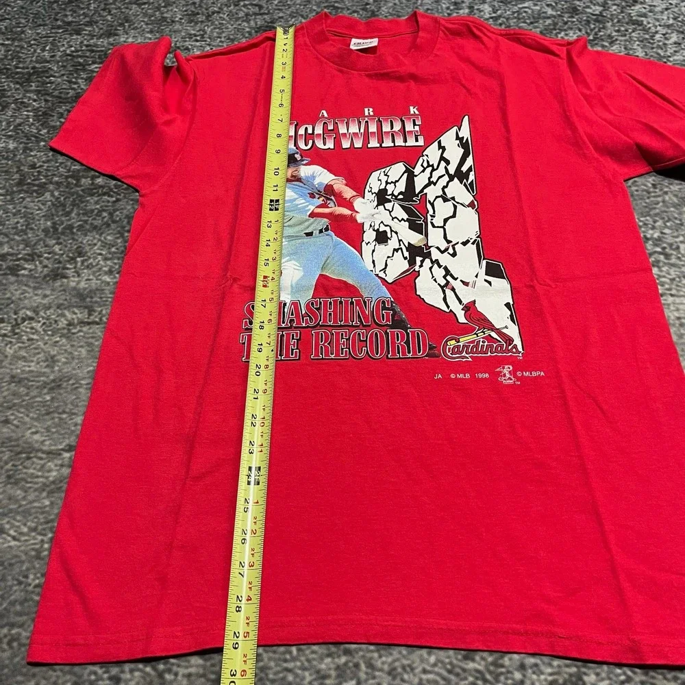 Vintage St‎ Louis Cardinals Mark McGwire T Shirt Mens Large Red 90s MLB Anvil